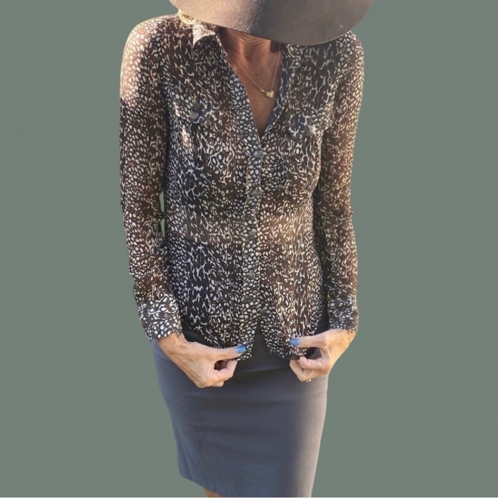 Lucky Brand Animal Print Blouse.